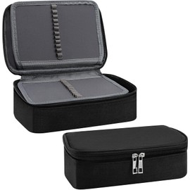 QINGHEC Large Pencil Case, Black Pencil Pouch with Zip, 72 Slot Pencil Bag with Compartments, Pencil Case with Carrying Handle, 23.5x16.5x7cm, Detachable, for Boys Girls Adults