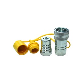 1" AG ISO 5675 Hydraulic Quick Connect Pioneer Style Couplers, 1" NPT Thread, 1 set with yellow dust caps included