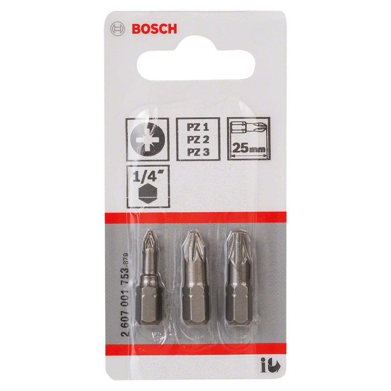 Bosch 2607001753 Screwdriver Bit 3 Set 25Mm Pz
