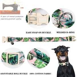 DOGWONG Cotton Dog Collar, Heavy-Duty Dog Collar Durable Soft Boy Dog Collar Cute Wedding Puppy Necklace for Small Medium Large Dog