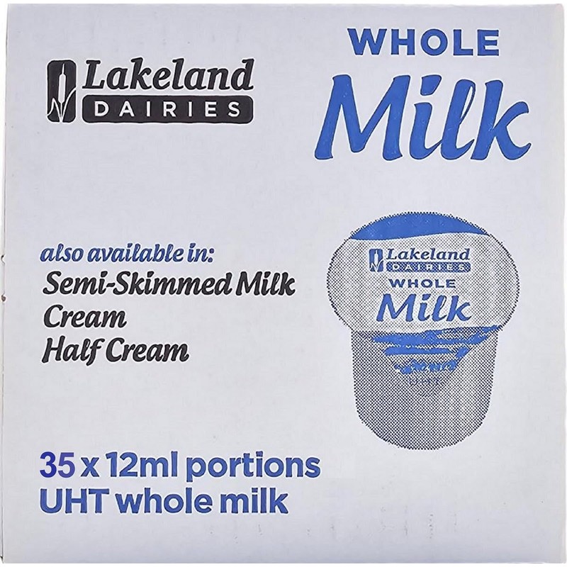 35x Whole UHT Milk 12ml Individually Wrapped Mini Portions Pots