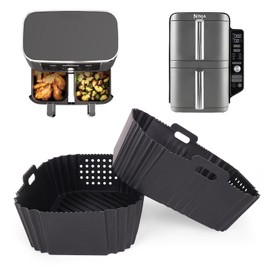 Silikonform Heißluftfritteuse Zubehör für Ninja Double Stack XL 9.5L Air Fryer SL400EU, 2 Stück Airfryer Silikon Einsatz für Ninja Foodi MAX Dual Zone AF400EU, Auflaufform Airfryer GADITIEK