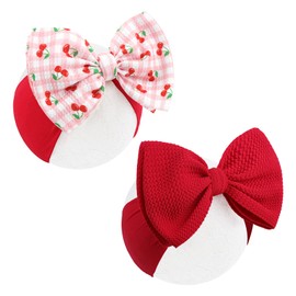 ONENINEDREAM 2 Pcs Baby Girl Headbands 6’’ Red Bows Cherry Hair Accessories Summer Outfits for Newborn Infant Toddler Girls Clothes
