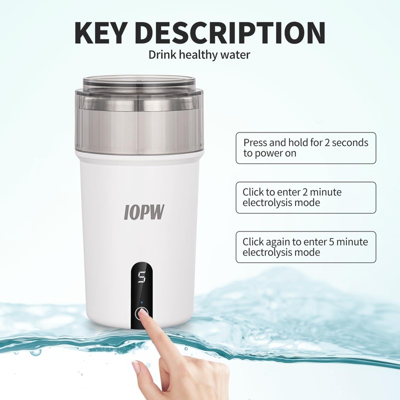 IOPW Hydrogen Water Bottle Generator, Stainless Steel Hydrogen Water Bottle,