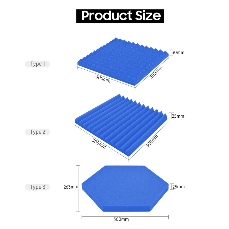 12 Pack-Studio Foams Sound Absorption Proofing Panels High-density Wedge Tiles