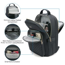 LOVEVOOK Laptop Backpack for Women 15.6 Inch, Women Backpack for Work Business Travel School College With USB Charging Port, Lightweight Back Pack Computer Laptop Rucksack-Dark Gray