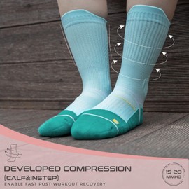 Rahhint Coolmax Compression Running Socks for Women 3 Pairs Cushion Crew Athletic Socks Moisture Wicking Anti-Blister Socks