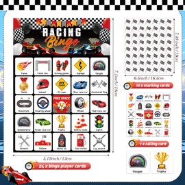 Shappy 35 Pcs Racing Party Bingo Cards 24 Players Racing Birthday Party Games Car Bingo Games for Adults Family Activities Birthday Wedding Party Favors Gifts