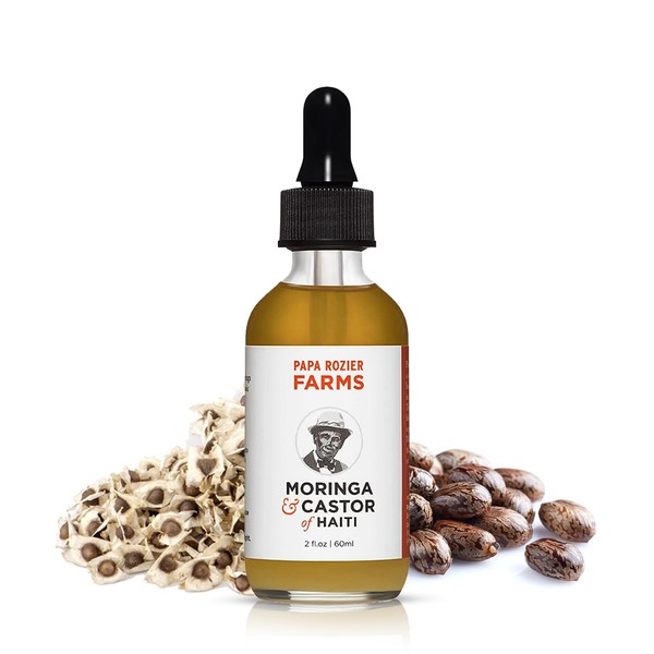 Papa Rozier Farms Moringa Oil & Castor Oil 50/50 Blend - How Mother Nature Would Want It - 2oz - 100% Pure - Cold Pressed - Hexane Free - For Hair, Skin, Eyelashes, Eyebrows & Nails - from