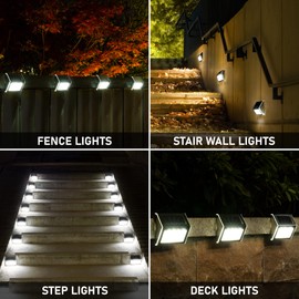 SOLPEX Solar Step Lights, 16 Pack Stair Lights, Outdoor Fence Lighting, Solar Powered Deck Lights Waterproof 4 LEDs for Stairway Patio Porch Pathway Walkway Garden (Cold White)