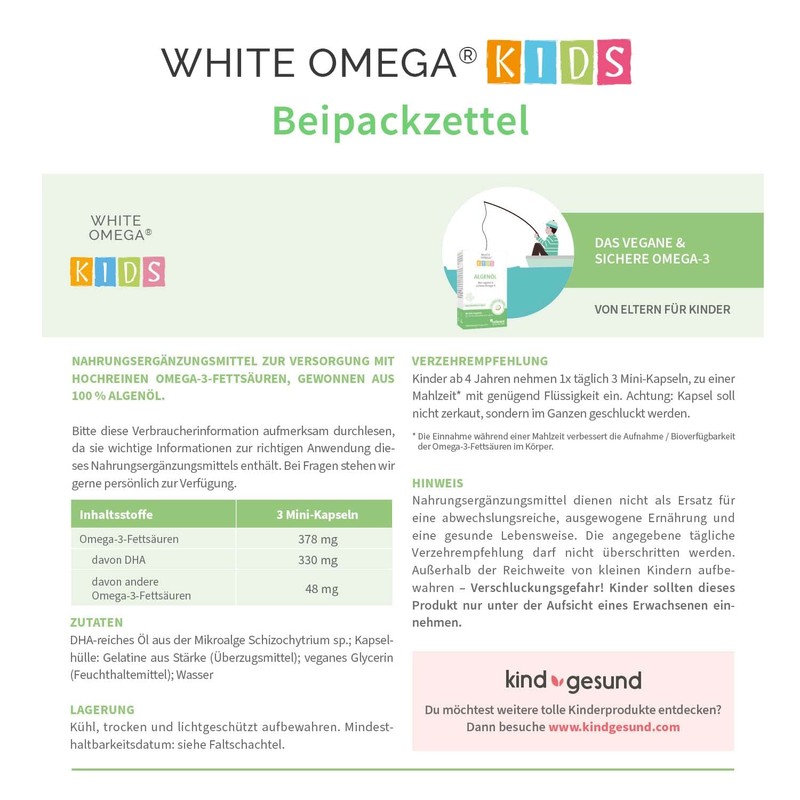 Algae Oil Capsules for Children - Vegan Omega-3 - No