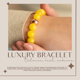 Yellow Beaded Bracelet for Men Women Gifts Natural Healing Gemstone Bracelet Semi Precious Stone Bracelet Stretch Bracelet for Stress Relief Positivity Crystal Jewelry - 10mm