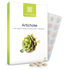 Healthspan Artichoke Extract 360mg (120 Tablets) | Supports Digestion & Liver Health | High Strength Vegan Artichoke Tablets with 7.2mg of Cynarin | with Calcium, Folate & Vitamin B6 | Vegan