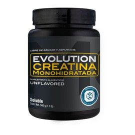 EVOLUTION, Creatina Monohidratada, Suplemento Alimenticio, 100 Porciones, 500g, Sin Gluten, Sugar Free, Pre Workout, Sin Sabor                        