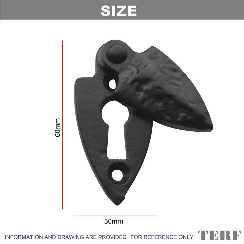 TERF® Traditional Vintage Style Antique Black Escutcheon Covered 60mm Keyhole