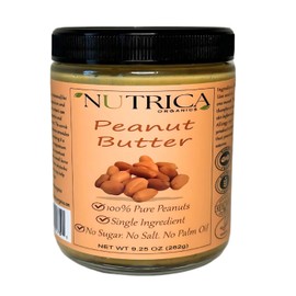 100% Pure Peanut Butter, Single Ingredient, No Salt, No Sugar, No Palm Oil, Double Sealed, No Additives, Vegan, Plant Based Protein, Premium Roasted Peanuts, 9.25 Ounce (262gr)