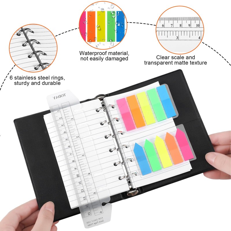 Feifeiya Mini 6 Ring Binder and 3 x 5 Inch
