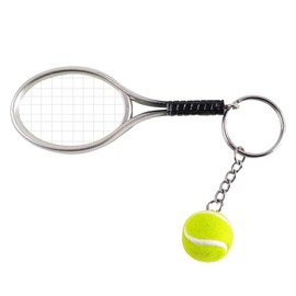 Axmerdal Tennis Racket Keychain Key Ring Creative Fashionable Alloy Tennis Ball Racquet Keychain Gift for Sport Lovers (silver)