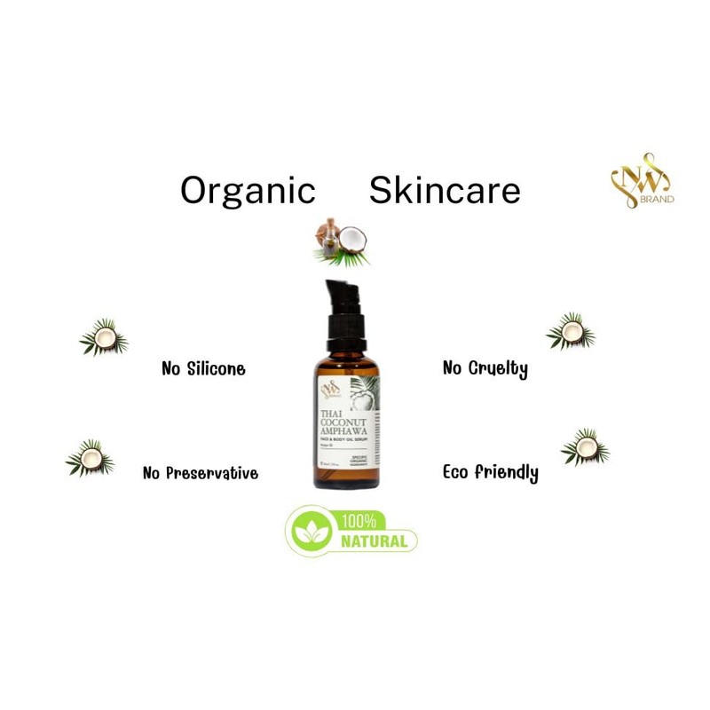 Thai Organic Coconut Oil Serum for Face and Body, Absorbs