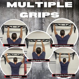 Gronk Fitness - Ceiling Mounted Multi-Grip Chin Up Bar - Pull-Up Bar For Home - Mounted Pull Up Bar - Perfect For Bodybuilding & Powerlifting Workouts - Easy To Install