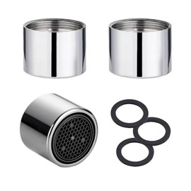 SHUBEIEUMI 3 Pack Tap Aerators 22 mm, Tap Aerator F22 Water Saver Spout Filter Mesh Tap Head Faucet Aerator Replacement Parts, Brass Female Spout Threaded Aerator with 3 Gasket