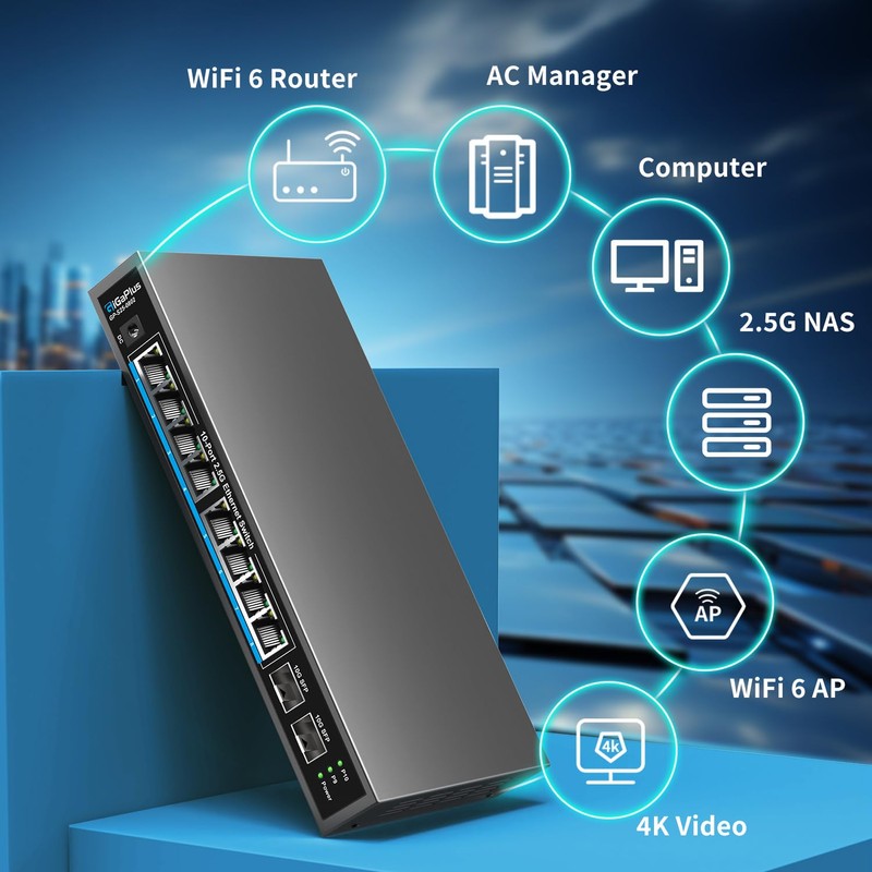 10 Port 2.5Gb Unmanaged Ethernet Switch with 8* 2.5G Base-T
