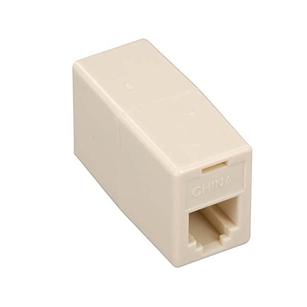 Telephone Coupler Ivory 6-Conductor 6P6C Data Modular RJ12 Gold Inline