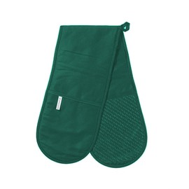 QFUNACCESS - Manopla doble resistente al calor de 7.5 x 32 pulgadas con algodón flexible, resistente al calor hasta 450 F (verde)