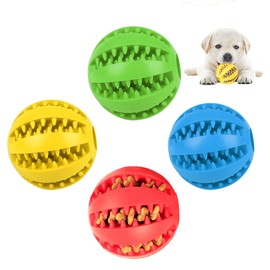 Forreen Dog Toy Ball, Pack of 4 Dog Balls, Robust Dog Ball, Natural Rubber Puppy Toy, Puppy Intelligence Ball, Non-Toxic, Bite Resistant for Teeth Cleaning