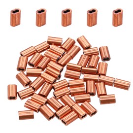 sourcing map Copper Duplex Oval Crimping Sleeve 1/16"(1mm) Cable Ferrule Crimping Loop Sleeve for Wire Rope Cable Fishing Line, Pack of 50