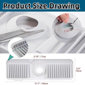 Kitchen Sink Splash Guard,17.7 Inch Sink Drain Pad, Sink Protection for Kitchen Sink Pad, Kitchen Sponge Holder (Gray)