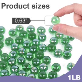 DomeStar 1LB Glass Marbles, Marbles Bulk 0.63 Inch Vase Fillers Green Glass Beads for Fish Tank Home Decor