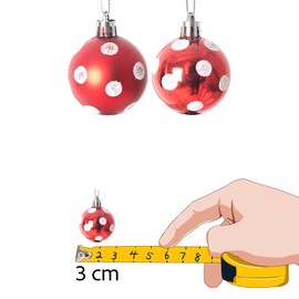 30mm/24Pcs Christmas Baubles Shatterproof Red White Polka Dots, Christmas Tree Decorations Ball Ornaments Balls Xmas Hanging Decorations Holiday Decor - Shiny,Matte,Glitter