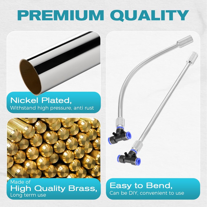 20 Packs Flexible Nozzle Extensions 5.9 Inch, Brass Mist Rod