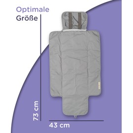 Jubi® Wickelauflage Grau aus Biobaumwolle und ÖkoTex Polyester - Wickelunterlage für unterwegs mit Platz für 4 Windeln & Feuchttücher