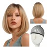 Peluca Rubia Flequillo Natural Bob Recto Cosplay Corto Para Mujer