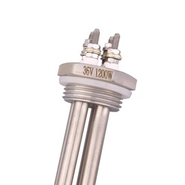 DERNORD 36V 1200W DC Submersible Water Heater Element Stainless Steel Heating Element with 1 Inch BSP Thread Fitting Double U Type