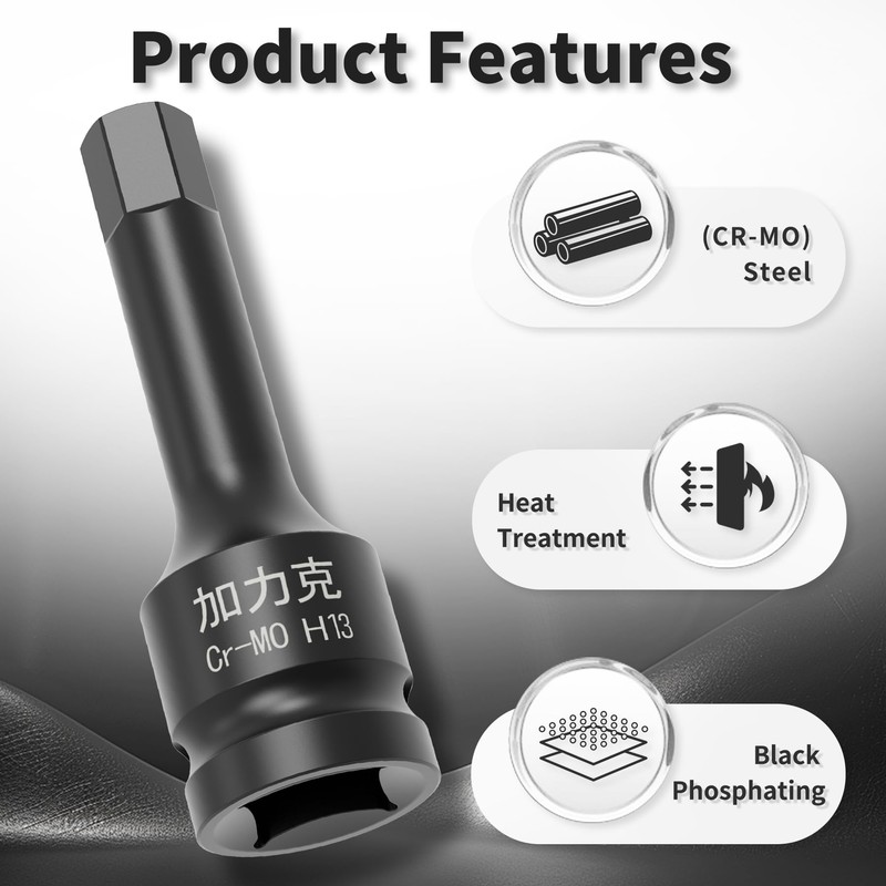 Skweawert 1/2" Drive H13(13mm) Impact Hex Bit Socket Metric 3"