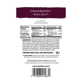DeLallo Italian Cranberry Walnut Small Batch Biscotti Cookies, 7oz, 4-Pack