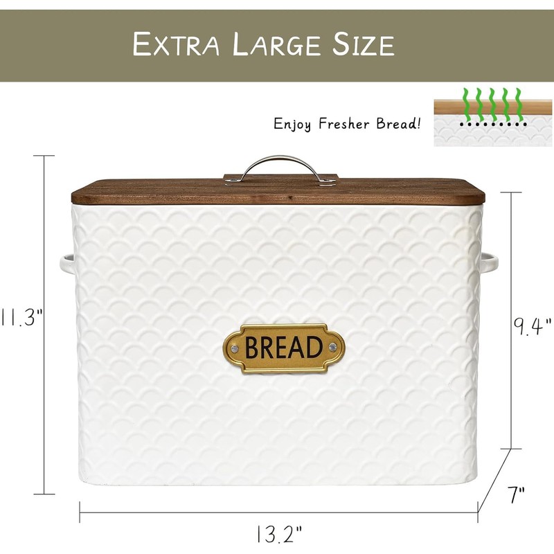 EMAX HOME Extra Large Space Saving Farmhouse Bread Box With