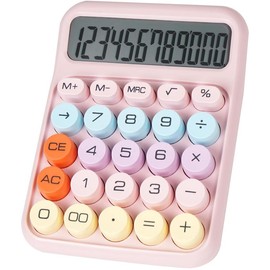Cute  12-Digit Desktop Mechanical Switch Calculator for Office & School,Aesthetic,Candy-Colored,Calculator - Color: Blue