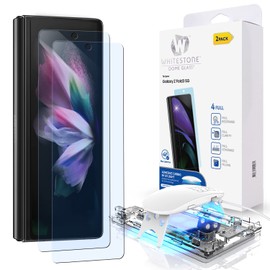 DOME GLASS Whitestone Screen Protector for Galaxy Z Fold 3 2021 Full Tempered Glass Shield with Liquid Dispersion Tech with UV lamp [Easy to Install Kit] - 2 Pack