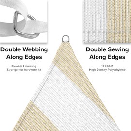 INFRANGE Sun Shade Sails Triangle 5' x 12' x 13' UV Block Sunshade Canopy Fabric for Patio Pergola Pool Garden Backyard Outdoor Activities, Beige White Strip