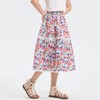 Rolanko Long Floral Skirt for Girls, Elastic High Waist Ruffle