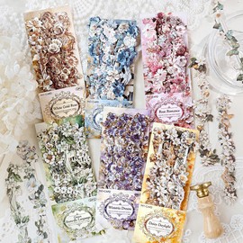 60pcs Vintage Flower Stickers Aesthetic Scrapbook Accessories Embossed Flowers Stickers for Scrapbooking Journaling Scrapbook Stickers Flower Craft Paper for DIY Photo Album Junk Journal Decoupage