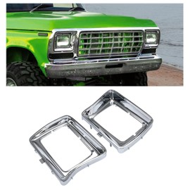 KUAFU Headlight Bezel Compatible with 1978-1979 Ford F-Series F-100 F-350 F-150 F-250 Bronco Replacement for D8TZ13064E D8TZ13064F FO2513115 FO2512114 Silvery Chrome Left Driver & Right Passenger Side