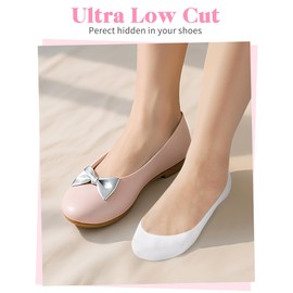 MELLIEX 4 Pairs of Women's Invisible Ballerina Socks, Non-Slip, Breathable Ankle Socks with Cotton Padding, black, One size fits all