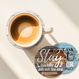 ANATTASOUL Untersetzer Kork, 9 Stück Lustig und Sarkastisch Korkuntersetzer Holz Wiederverwendbare Rund Untersetzer, Wiederverwendbare Saugfähigen Tasse Coaster Mat für Zuhause Büro und Bar