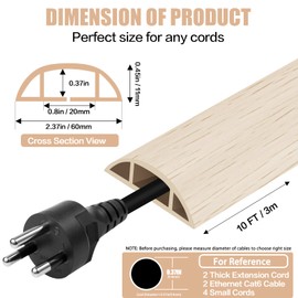 Floor Cord Cover Cavity 0.8"x0.37" Self Adhesive Cord Hider, 10FT Low Profile Cable Management, Extension Strip Protector for Wires, Prevent Cable Trips for Offices, Gyms, Exhibitions (Yellow Wood