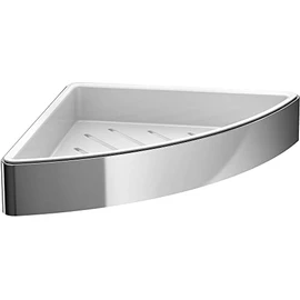 Emco Loft Corner Soap Basket 179 x 34 x 179 mm Chrome/White, Die-cast zinc, Eckwandkorb